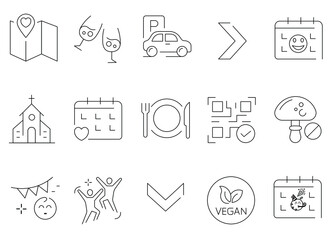 Party and holiday icon set. Vector line icons related to party and holiday