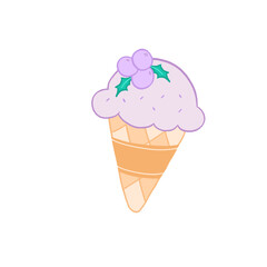 Blueberry ice cream cone cute illustration vector food and dessert drawing ideas 