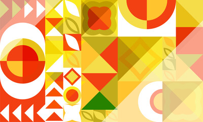 Abstract geometric gold background. Volumetric shapes of a circle, triangle, square.