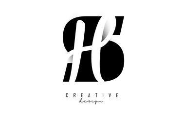 Letters SH Logo with a minimalist design. Letters S and H with geometric and handwritten typography.