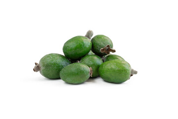 feijoa fruits heap isolated on white background