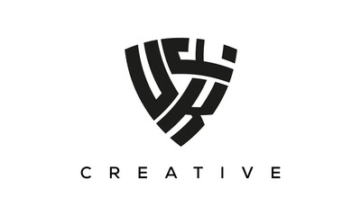UKF letters logo, security Shield logo vector	 - obrazy, fototapety, plakaty