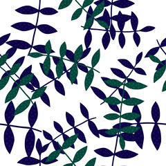 Nature branch seamless pattern isolated on white background. Abstract floral ornament. Soft botanical backdrop. © smth.design