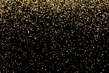 Falling golden glitter confetti background, luxury New Year party celebration.