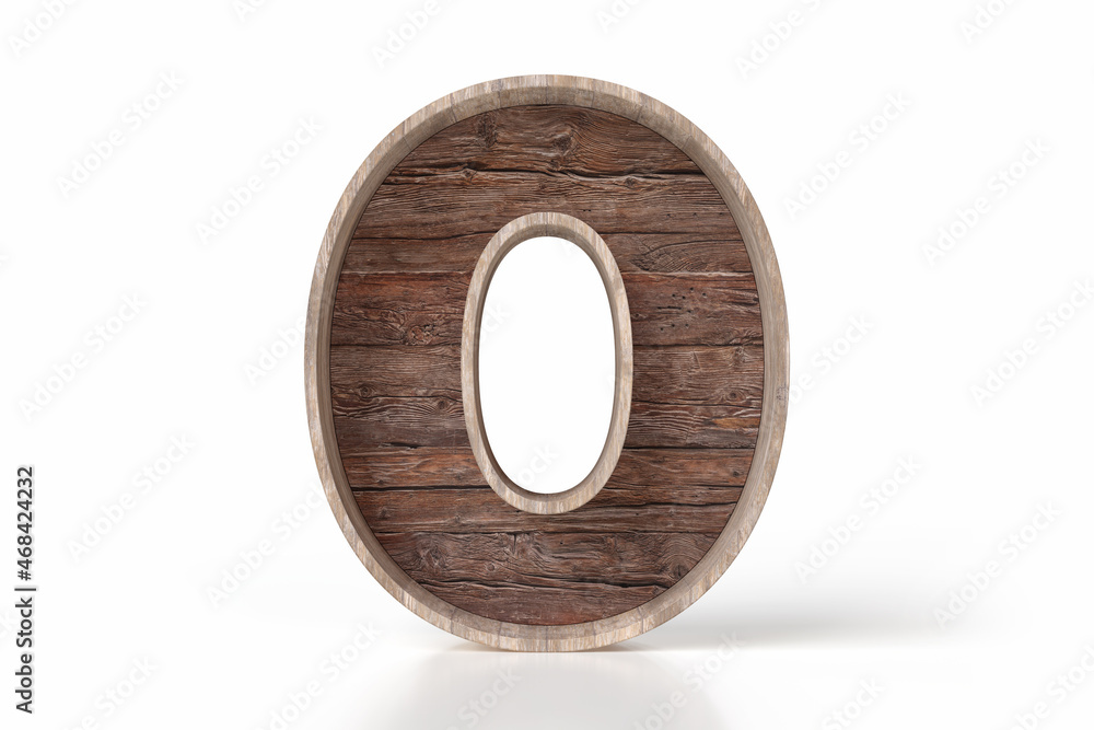 Poster wood aged style box in the shape of the number 0. ideal for complementing and advertising products. 