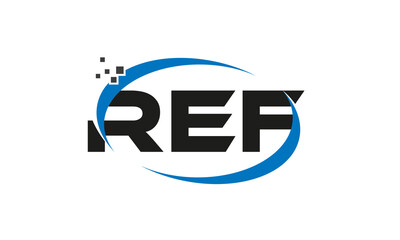 dots or points letter REF technology logo designs concept vector Template Element