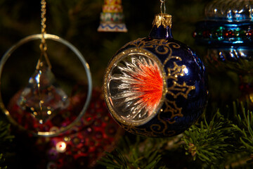 Christmas ornament in an evergreen tree