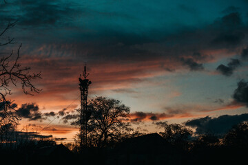 A wonderful autumn sunset and a TV tower, which is wonderfully pleasing to the eye.