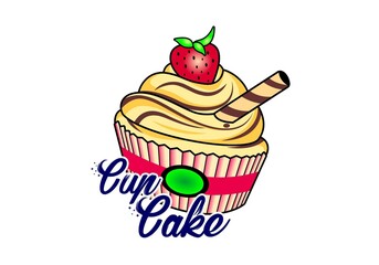Cup Cake Cartoon Illustration Art Design
