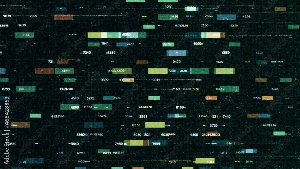 Poster random big data digital code on a black background, seamless loop. animation. futuristic information