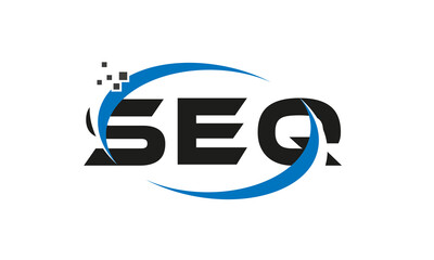 dots or points letter SEQ technology logo designs concept vector Template Element