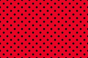 seamless pattern with black dots on a scarlet background, vector - obrazy, fototapety, plakaty