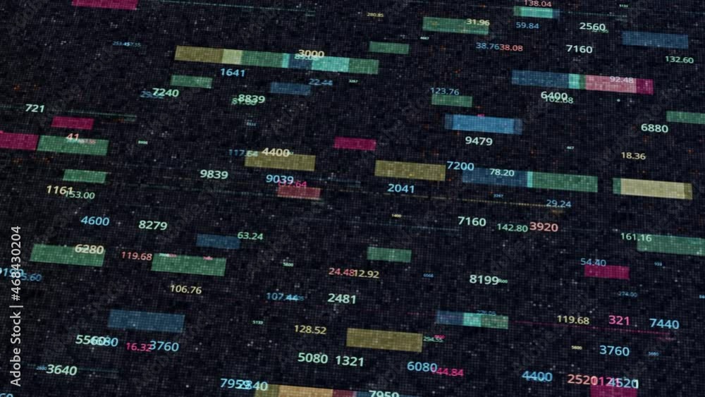 Poster random big data digital code on a black background, seamless loop. animation. futuristic information