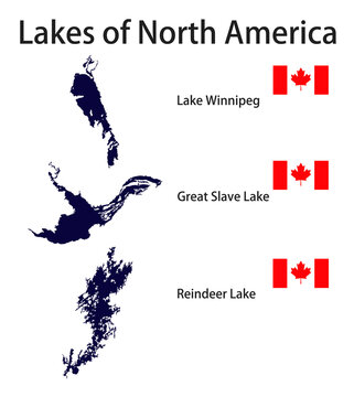 a set of silhouettes of lakes of north america vector
