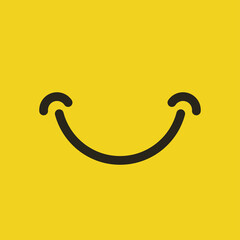 Fototapeta premium Smile icon Logo Vector Template Design. Black minimal linear smile logo isolated on yellow background