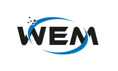 dots or points letter WEM technology logo designs concept vector Template Element