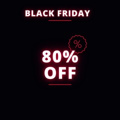 Black friday - 80% off - black background and red lettering