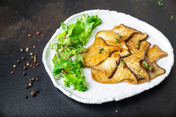 eryngii fried mushroom grill slice oyster King mushrooms eringi second course copy space food background 