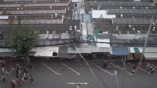 View above Chatuchak Weekend Market in Bangkok, Thailand.
