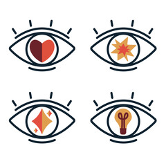 Emotions in eyes, love, idea, excitement