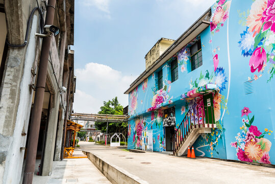 Taichung, Taiwan- October 5, 2021: View of The Cultural Heritage Park, Ministry of Culture in Taichung, Taiwan. The buildings were originally brewery factories during the Japanese rule of Taiwan.