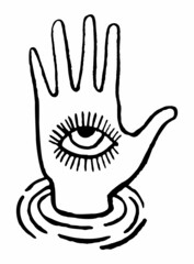 Blackwork tattoo flash. Eye of Providence. Masonic symbol. All seeing eye inside triangle pyramid. New World Order. Sacred geometry, religion, spirituality, occultism. Isolated vector illustration.