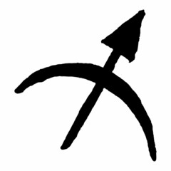 Collection of zodiac signs, hand drawn with ink brush. Vector graphics Sagittarius