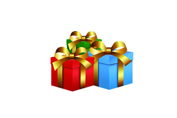 Vector illustration of gift boxes tied with gold ribbon