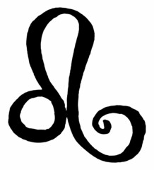 Collection of zodiac signs, hand drawn with ink brush. Vector graphics leo