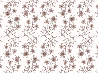 beautifull outline floral flower seamless pattern
