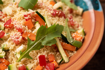 Mediterranean couscous salad close up