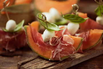Cantaloupe melon with prosciutto