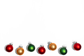 colorful Christmas balls on a white background. New Year's, Christmas background