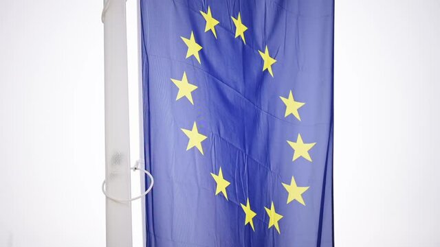 Flag of European union in slow motion