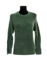 Dark green knitted sweater isolated