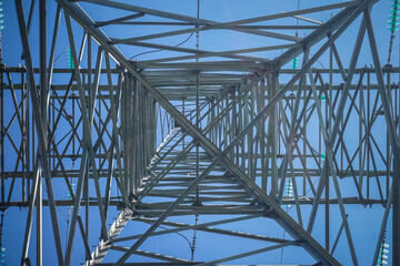 View of the electric transmission line from below