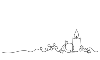 Merry Christmas decoration. Continuous one line drawing art