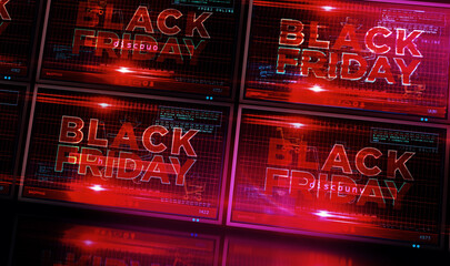 Black Friday trolling and broadcast on screen 3d illustration
