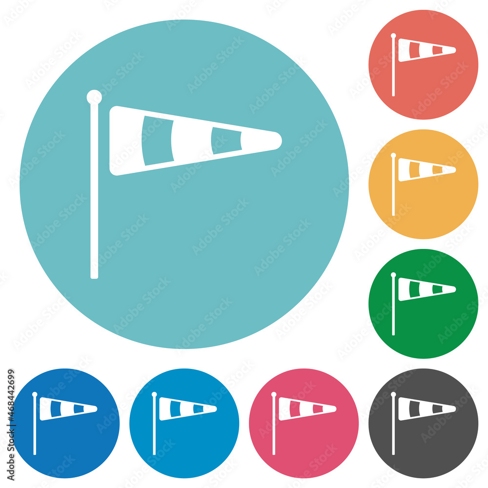 Poster windsock indicator solid flat round icons