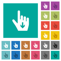 Fototapeta premium Hand cursor down solid square flat multi colored icons