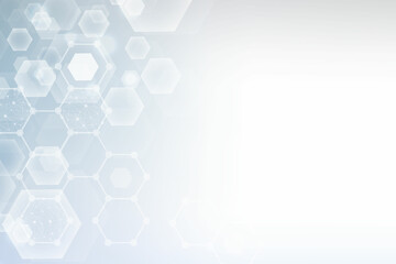 Hexagonal abstract background. Big Data Visualization. Global network connection. Medical, technology, science background. Vector illustration.