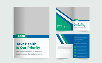Modern creative medical healthcare 4pg bifold brochure design template