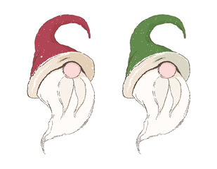 Santa Claus Christmas Illustrations.  Alphabet letter 'S is for Santa' Illustrated Images. Red & Green versions.on White Background.