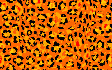 Abstract modern leopard seamless pattern. Animals trendy background. Orange and black decorative vector stock illustration for print, card, postcard, fabric, textile. Modern ornament of stylized skin