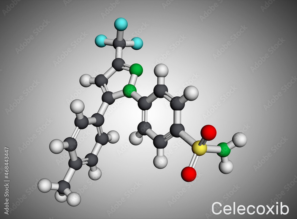 Canvas Prints celecoxib molecule. it is cox-2 inhibitor and nonsteroidal anti-inflammatory drug (nsaid). used to t