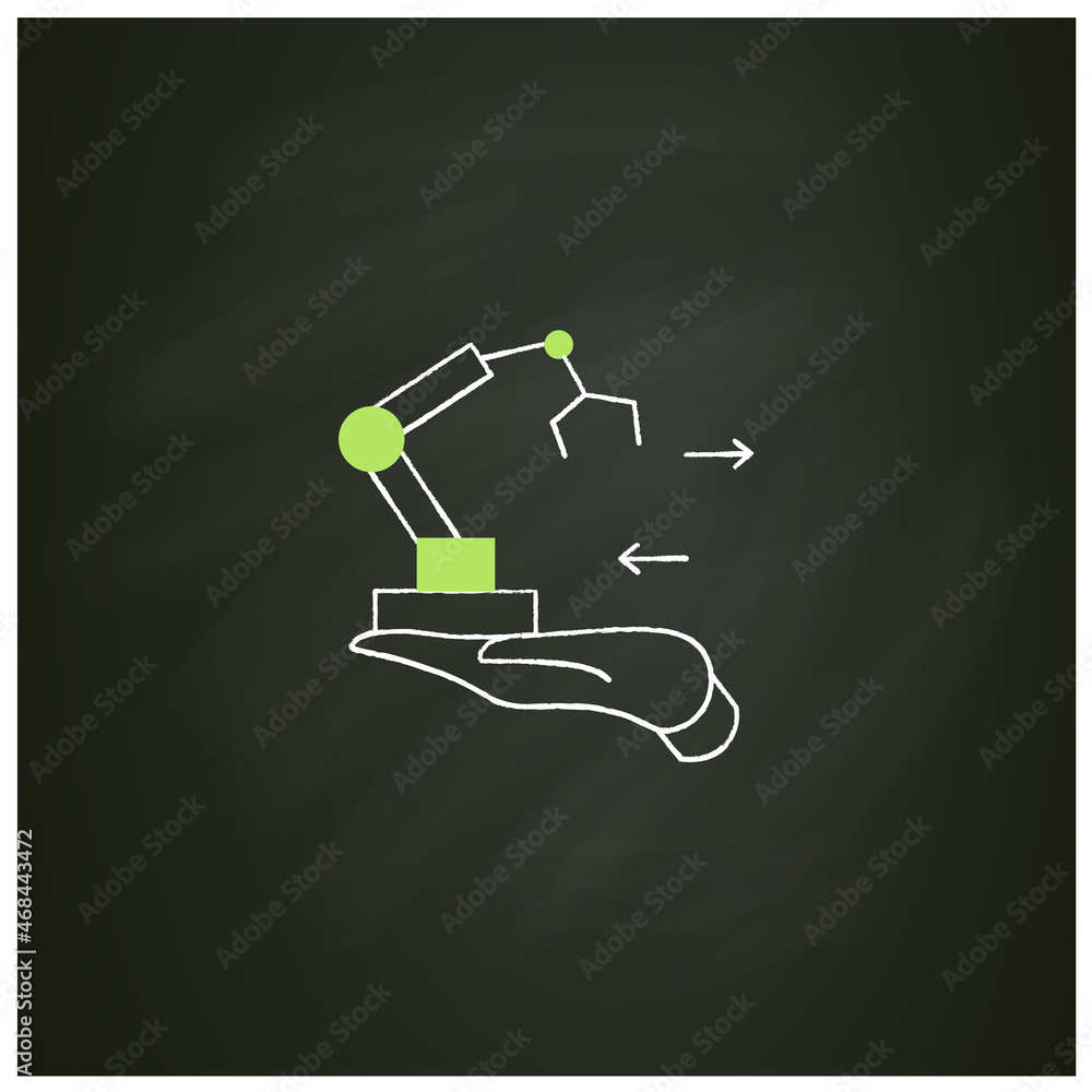 Poster fixed asset management chalk icon. industrialization.tracking fixed assets for purposes of financial