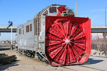 Vintage train snow plough in Ogden Station, Utah	
