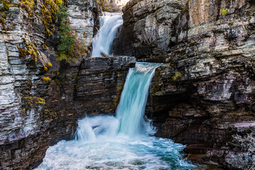 St. Mary Falls In Virginia Creek Valley, Glacier National Park, Montana, USA