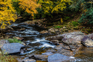 Glade Creek Cascading Through Fall Foliage, Babcock State Park, West Virginia, USA