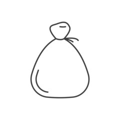 Sack icon. A simple line drawing of a bag for storing money, cereals, sugar and more. Isolated vector on pure white background.